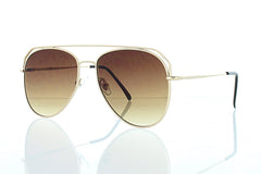 Gold Flat Aviator Sunglasses with Brown Lens 100% UV400