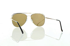 Gold Flat Aviator Sunglasses with Light Brown Lens 100% UV400