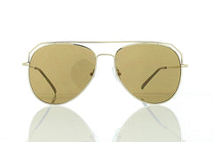 Gold Flat Aviator Sunglasses with Light Brown Lens 100% UV400