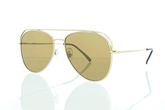 Gold Flat Aviator Sunglasses with Light Brown Lens 100% UV400