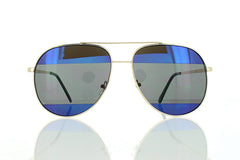 Gold Aviator Sunglasses with Striped Blue Mirror Lens 100% UV400