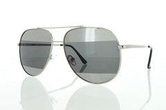 Silver Aviator Sunglasses with Striped Black Mirror Lens 100% UV400
