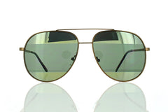 Brown Aviator Sunglasses with Striped Green Mirror Lens 100% UV400