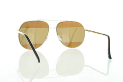 Gold Aviator Sunglasses with Striped Pink Mirror Lens 100% UV400
