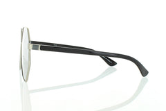 Flat Silver Octagonal Aviator Sunglasses with Black Lens 100% UV400