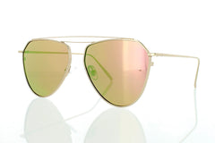 Flat Gold Tear Aviator Sunglasses with Pink Lens 100% UV400 …