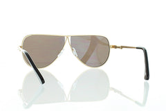 Flat Gold Tear Drop Aviator Sunglasses with Blue Lens 100% UV400