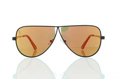 Flat Black Tear Drop Aviator Sunglasses with Orange Lens 100% UV400