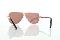 Flat Rose Gold Tear Drop Aviator Sunglasses with Pink Lens 100% UV400