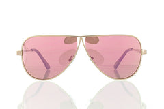 Flat Rose Gold Tear Drop Aviator Sunglasses with Pink Lens 100% UV400