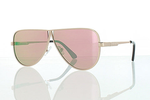 Flat Rose Gold Tear Drop Aviator Sunglasses with Pink Lens 100% UV400