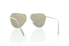 Flat Silver Tear Aviator Sunglasses with Blue Lens 100% UV400